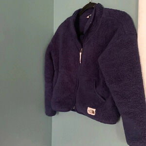 The North Face girls navy blue Sherpa zip up jacket - size large 14/16